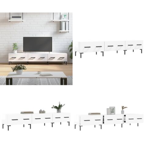 Mobile Porta TV Bianco Lucido 150x36x30 cm in Legno Multistrato - TV Stand - Mobile in Legno