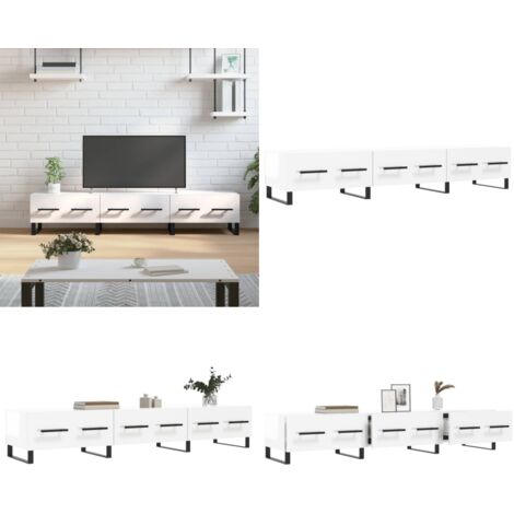 Mobile Porta TV Bianco Lucido 150x36x30 cm in Legno Multistrato - TV Stand - Mobile in Legno
