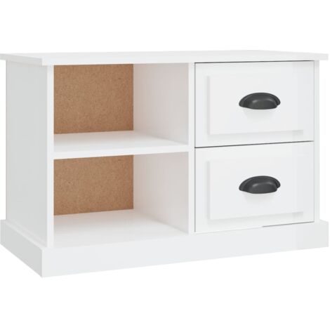 Mobile Porta TV Bianco Lucido 73x35,5x47,5 cm Legno Multistrato vidaXL