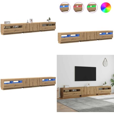 Mobile Porta TV con LED Artigianale 260x35x40 cm Multistrato - TV supporto con luci RGB - Armadio TV