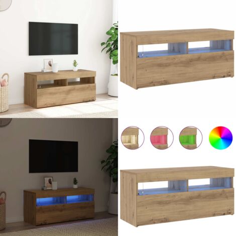 Mobile Porta TV con LED Artigianale 90x35x40 cm Multistrato - TV Stand - Mobile con LED