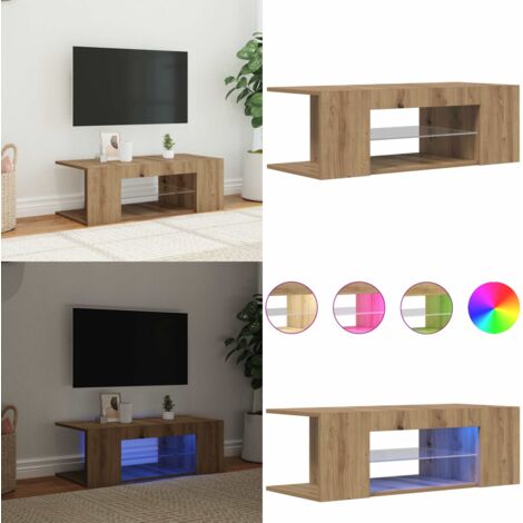 Mobile Porta TV con LED Artigianale 90x39x30 cm Multistrato - TV Stand - Mobile con LED