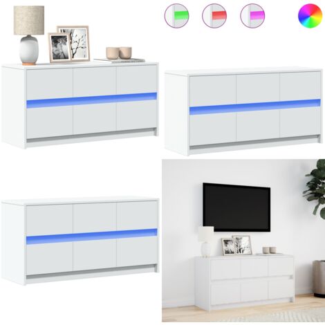Mobile Porta TV con LED Bianco 100x34x50 cm in Truciolato - TV in casa - Supporto TV
