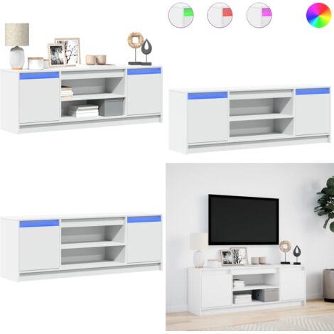 Mobile Porta TV con LED Bianco 139,5x34x50 cm in Truciolato - TV in casa - Supporto TV