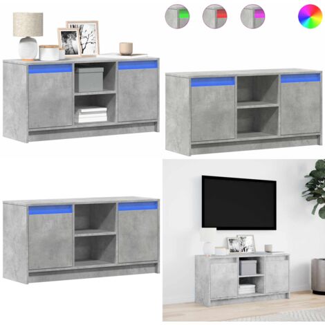 Mobile Porta TV con LED Grigio Cemento 100x34x50 cm Truciolato - TV supporto con luci RGB - Mobile TV grigio cemento