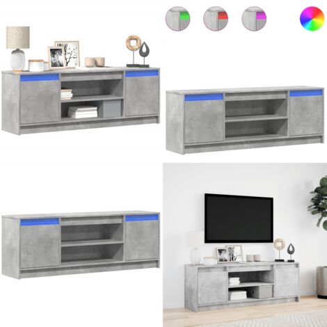 Mobile Porta TV con LED Grigio Cemento 139,5x34x50cm Truciolato - TV con luci RGB - Mobile in truciolato