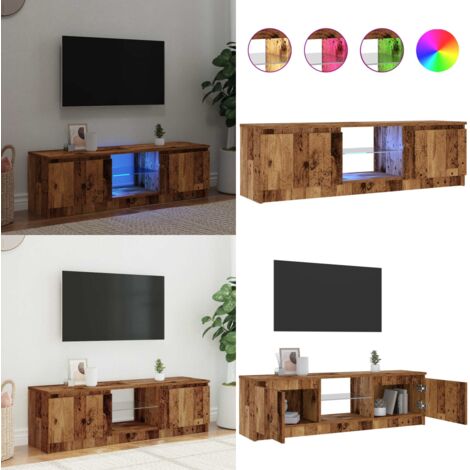 Mobile Porta TV con LED Legno Antico 120x30x36 cm Multistrato - TV Stand - Mobile con LED