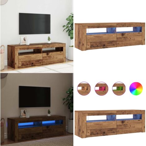 Mobile Porta TV con LED Legno Antico 120x35x40 cm Multistrato - TV Stand - Mobile con LED