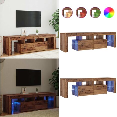 Mobile Porta TV con LED Legno Antico 140x36,5x40 cm Multistrato - TV Stand - Mobile con LED