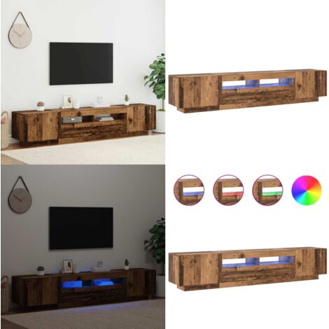 Mobile Porta TV con LED Legno Antico 200x35x40 cm Truciolato - Armadietto TV - TV con luci LED