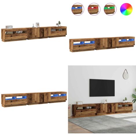 Mobile Porta TV con LED Legno Antico 260x35x40 cm Truciolato - Armadio TV - TV con luci LED