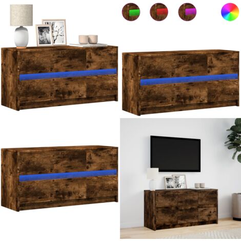 Mobile Porta TV con LED Rovere Fumo 100x34x50 cm in Truciolato - TV in casa - Supporto TV