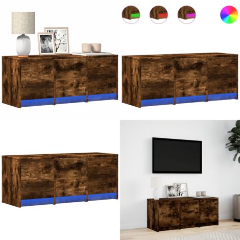 Mobile Porta TV con LED Rovere Fumo 97x34x40 cm in Truciolato - TV Stand con Luci RGB - Mobile in Truciolato