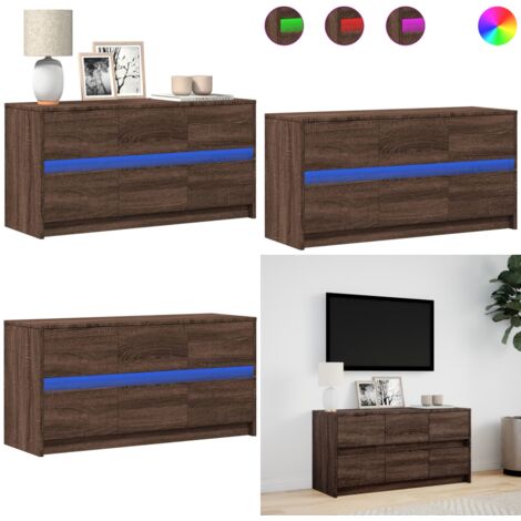 Mobile Porta TV con LED Rovere Marrone 100x34x50 cm Truciolato - TV Stand con Luci RGB - Mobile TV in Truciolato
