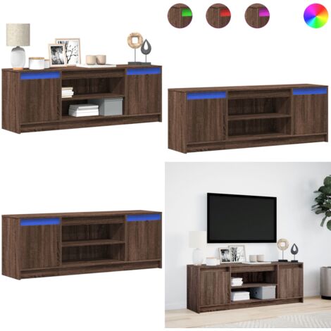Mobile Porta TV con LED Rovere Marrone 139,5x34x50cm Truciolato - TV supporto - Armadio TV