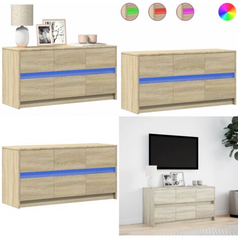 Mobile Porta TV con LED Rovere Sonoma 100x34x50cm in Truciolato - TV in casa - Supporto TV con luci