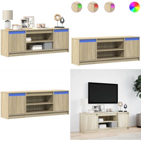 Mobile Porta TV con LED Rovere Sonoma 139,5x34x50 cm Truciolato - TV Stand con Luci RGB - Mobile TV Rovere Sonoma