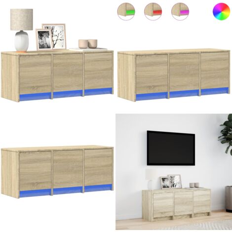 Mobile Porta TV con LED Rovere Sonoma 97x34x40 cm in Truciolato - TV in casa - Supporto TV con luci RGB