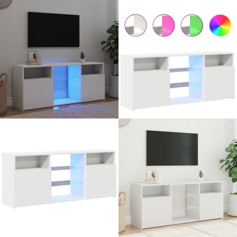 Mobile Porta TV con Luci LED Bianco 120x30x50 cm - TV con luci RGB - Mobile TV moderno