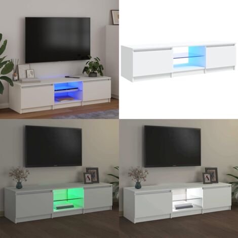 Mobile Porta TV con Luci LED Bianco 140x40x36 cm - Illuminazione LED RGB - Mobile TV con luci