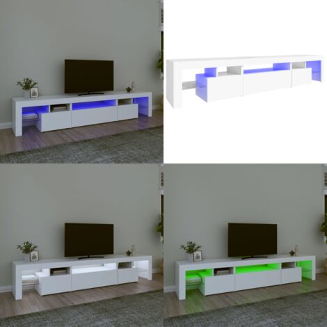 Mobile Porta TV con Luci LED Bianco 215x36,5x40 cm - TV con luci RGB - Mobile TV con design moderno