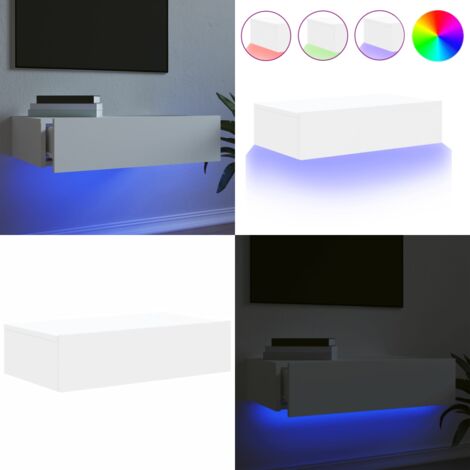 Mobile Porta TV con Luci LED Bianco 60x35x15,5 cm - TV con luci RGB - Mobile da parete con luci LED