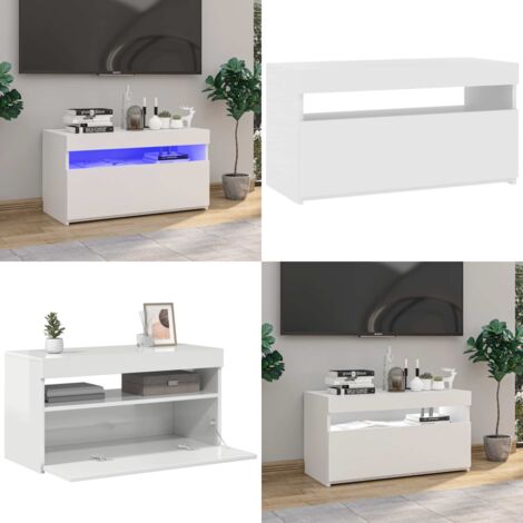 Mobile Porta TV con Luci LED Bianco Lucido 75x35x40 cm - TV stand con luci RGB - Mobile con luci LED