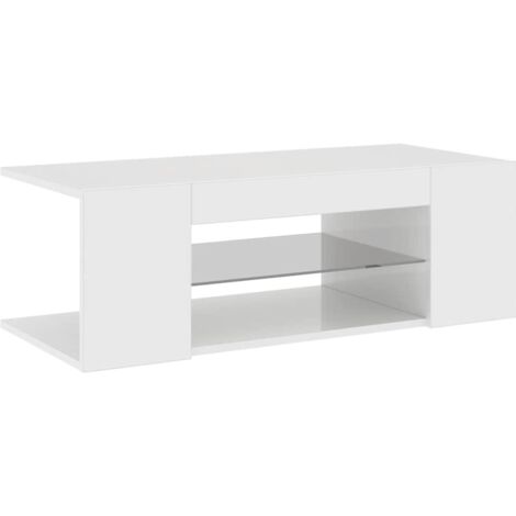 Mobile Porta TV con Luci LED Bianco Lucido 90x39x30 cm vidaXL