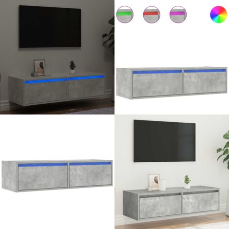 Mobile Porta TV con Luci LED Grigio Cemento 100X35,5x25 cm - TV mobile - Armadio TV