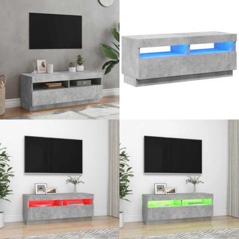 Mobile Porta TV con Luci LED Grigio Cemento 100x35x40 cm - TV Stand con Luci RGB - Mobiletto HiFi
