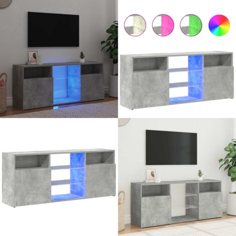 Mobile Porta TV con Luci LED Grigio Cemento 120x30x50 cm - TV con luci RGB - Mobiletto HiFi
