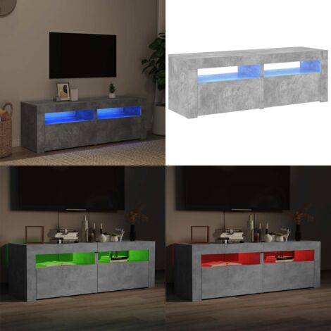 Mobile Porta TV con Luci LED Grigio Cemento 120x35x40 cm - TV con luci RGB - Mobiletto HiFi