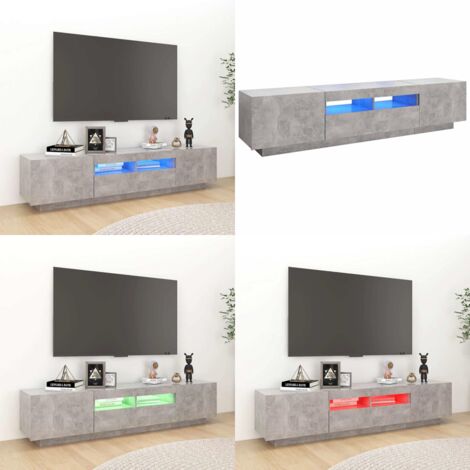Mobile Porta TV con Luci LED Grigio Cemento 180x35x40 cm - TV con luci RGB - Mobile con LED