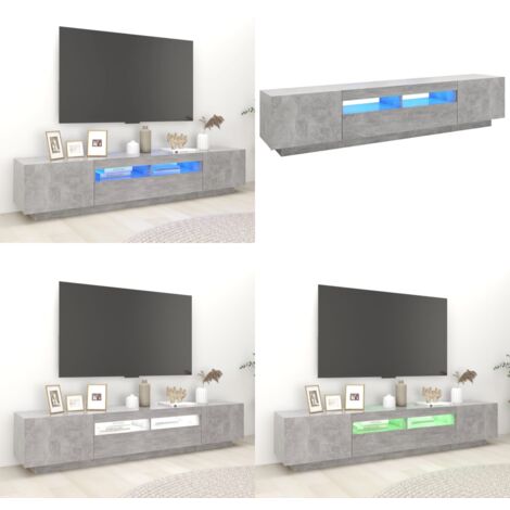 Mobile Porta TV con Luci LED Grigio Cemento 200x35x40 cm - TV con luci RGB - Mobile con LED