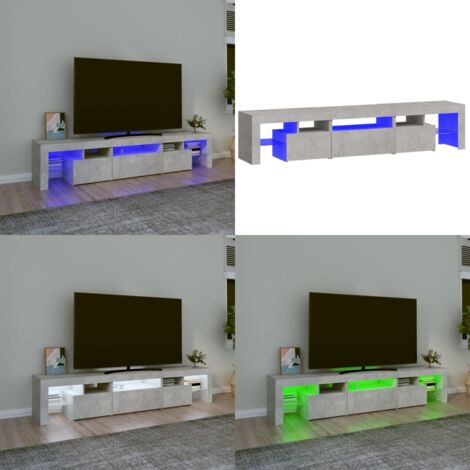 Mobile Porta TV con Luci LED Grigio Cemento 200x36,5x40 cm - Luci LED - TV in casa