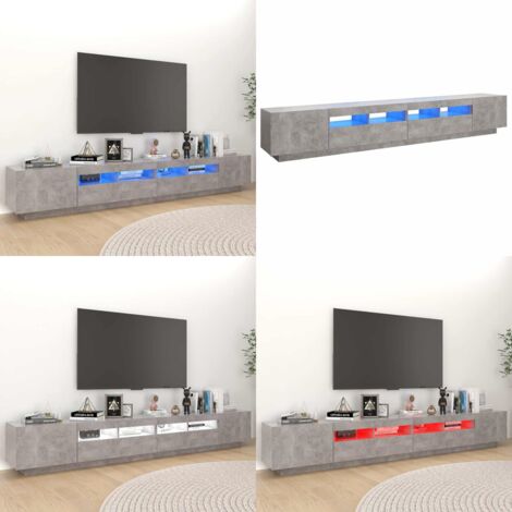Mobile Porta TV con Luci LED Grigio Cemento 260x35x40 cm - TV con luci RGB - Mobile con LED