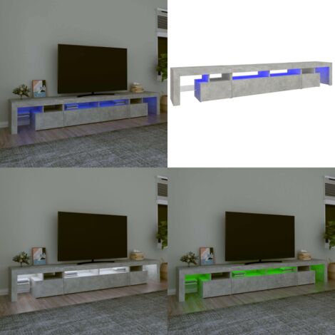 Mobile Porta TV con Luci LED Grigio Cemento 260x36,5x40 cm - TV con luci RGB - Mobile TV grigio cemento