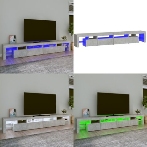 Mobile Porta TV con Luci LED Grigio Cemento 260x36,5x40 cm - TV stand con luci RGB - Mobile TV grigio cemento