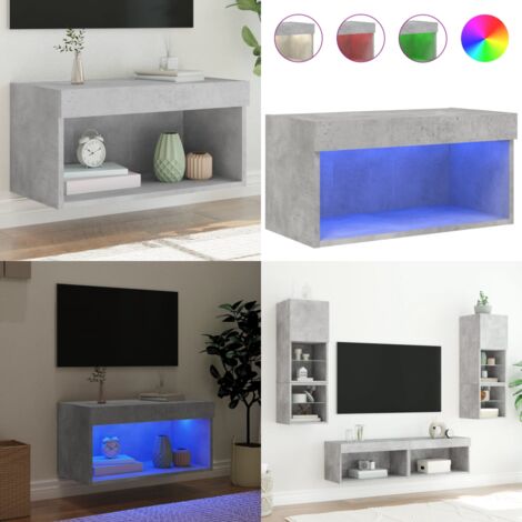 Mobile Porta TV con Luci LED Grigio Cemento 60x30x30 cm - Mobile TV a parete - TV con luci RGB