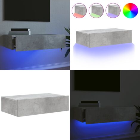 Mobile Porta TV con Luci LED Grigio Cemento 60x35x15,5 cm - TV con luci RGB - Mobile da parete con luci LED