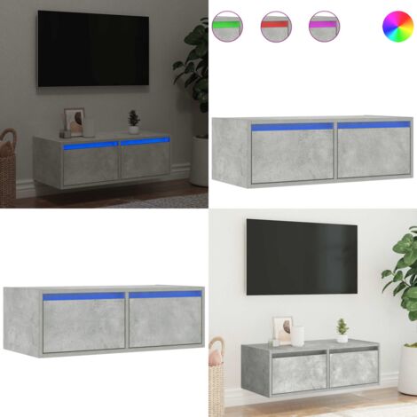 Mobile Porta TV con Luci LED Grigio Cemento 75x35,5x25 cm - TV Wall Mount - Armadio TV con luci RGB