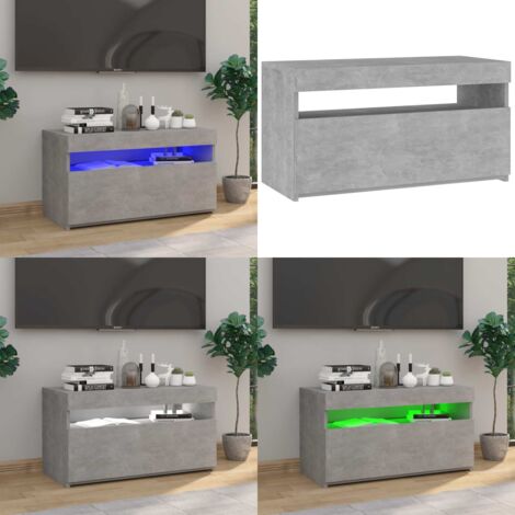 Mobile Porta TV con Luci LED Grigio Cemento 75x35x40 cm - TV con luci RGB - Mobile TV moderno