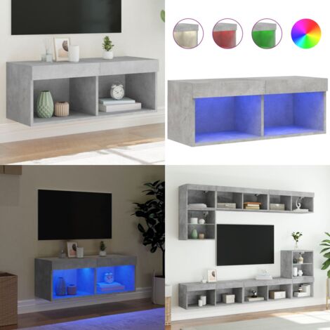 Mobile Porta TV con Luci LED Grigio Cemento 80x30x30 cm - Luci LED - TV Wall Mount