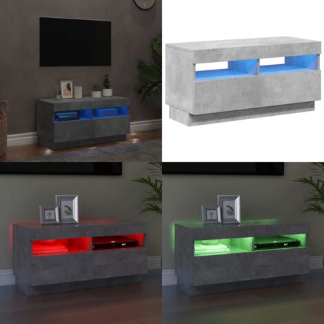 Mobile Porta TV con Luci LED Grigio Cemento 80x35x40 cm - TV con luci RGB - Mobiletto HiFi