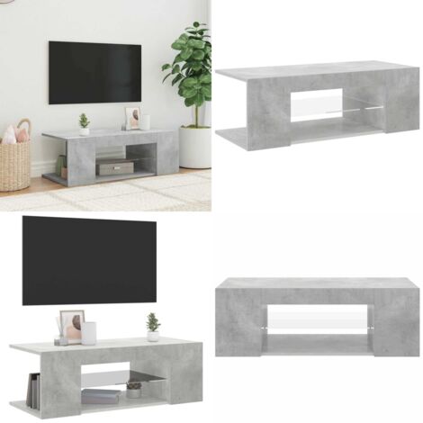 Mobile Porta TV con Luci LED Grigio Cemento 90x39x30 cm - TV con luci RGB - Mobile HiFi