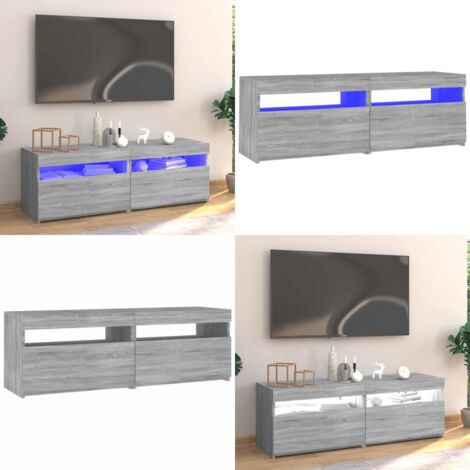 Mobile Porta TV con Luci LED Grigio Sonoma 120x35x40 cmcm - TV stand con luci RGB - Mobile TV moderno