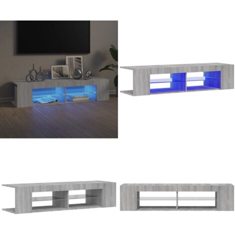 Mobile Porta TV con Luci LED Grigio Sonoma 135x39x30 cm - Mobile TV con luci RGB - Mobile TV con legno multistrato