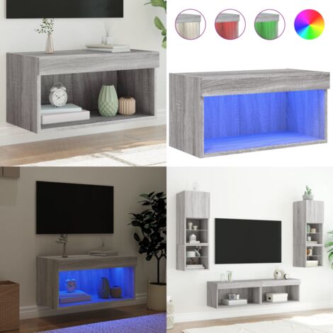 Mobile Porta TV con Luci LED Grigio Sonoma 60x30x30 cm - TV stand con luci RGB - Mobile per TV con design moderno
