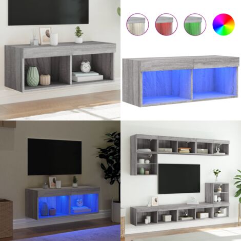 Mobile Porta TV con Luci LED Grigio Sonoma 80x30x30 cm - TV stand con luci RGB - Mobile per TV con luci