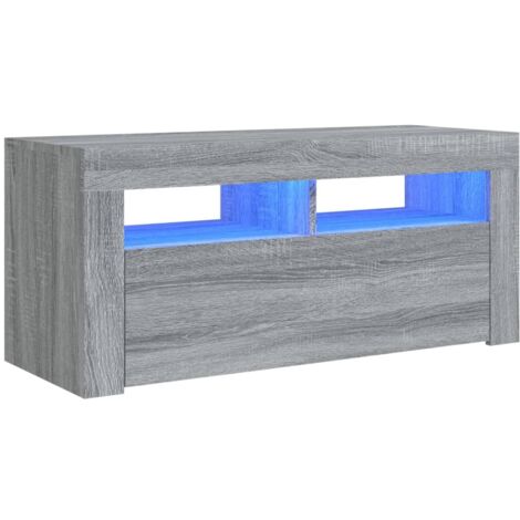 Mobile Porta TV con Luci LED Grigio Sonoma 90x35x40 cm